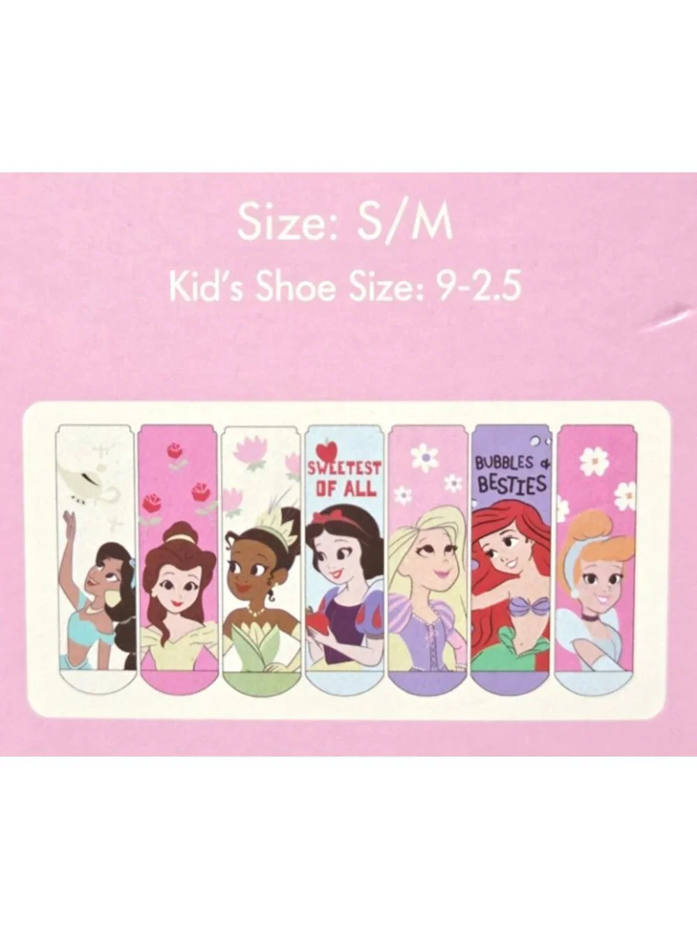 Disney Princess Cozy Character Socks 7 Count Pack - Girls' S/M Shoe Size 9 - 2.5